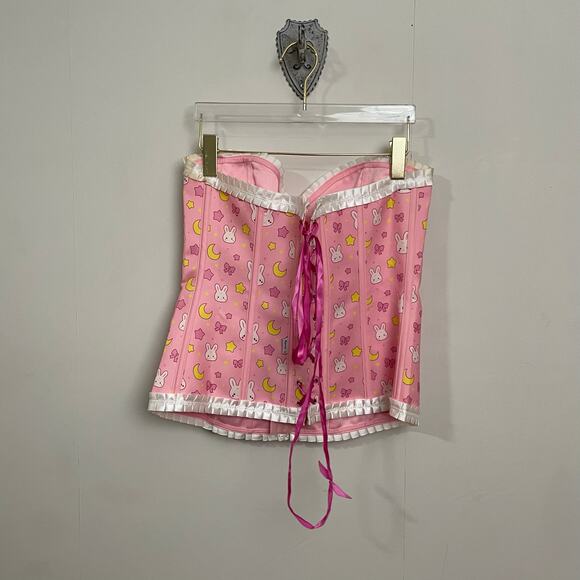 LittleforBig L corset ruffle bow bunny star moon pastel Victorian shapewear cute - Picture 5 of 7
